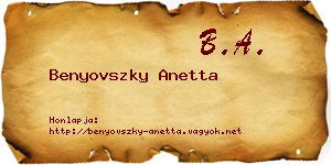 Benyovszky Anetta névjegykártya